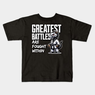 Dragon Sensei 🐉 "Greatest Battles Are Fought Within" Kids T-Shirt